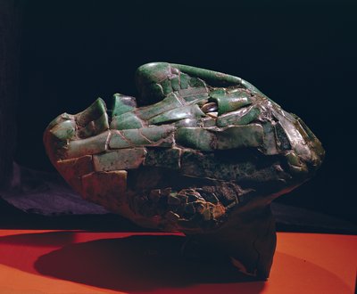 Zijaanzicht van een mozaïekmasker, uit Palenque, Chiapas (jade) door Mayan